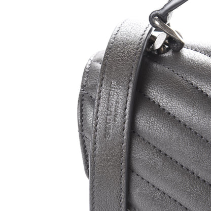 Saint Laurent Sheepskin Matelasse Chevron Monogram Medium College Bag Asphalt 12 of 13