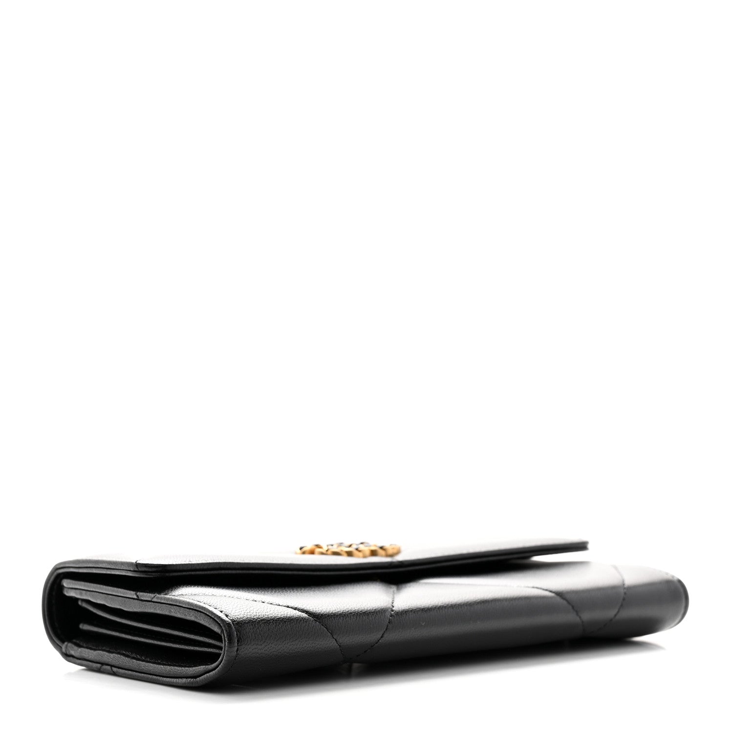 Chanel Lambskin Quilted Chanel 19 Flap Wallet Black 4 of 9