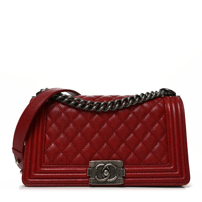 Chanel Caviar Quilted Medium Boy Flap Dark Red 1 of 10