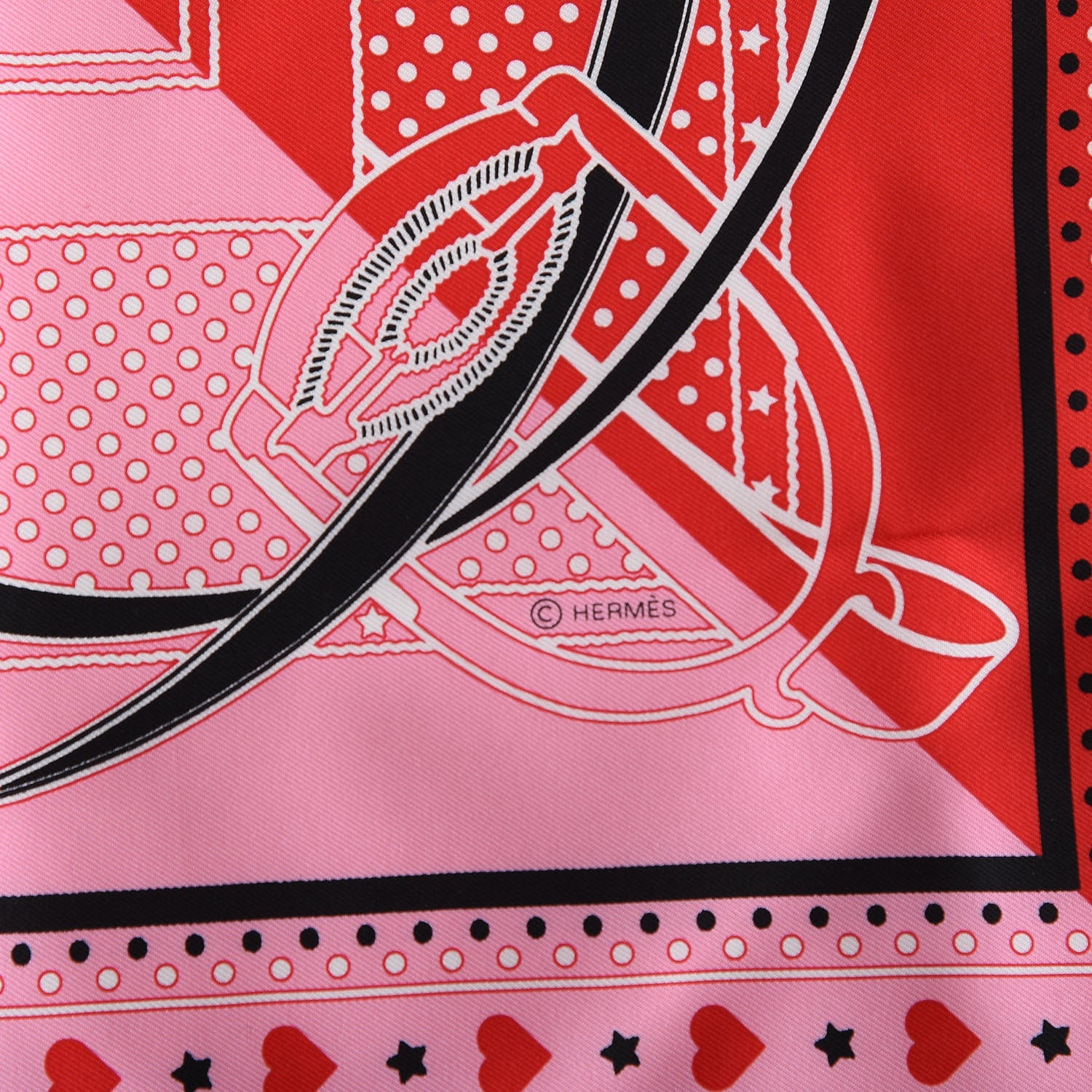 Hermes Silk Grand Manege Cut Bandana Love Scarf 65 Rouge Rose Black 5 of 6