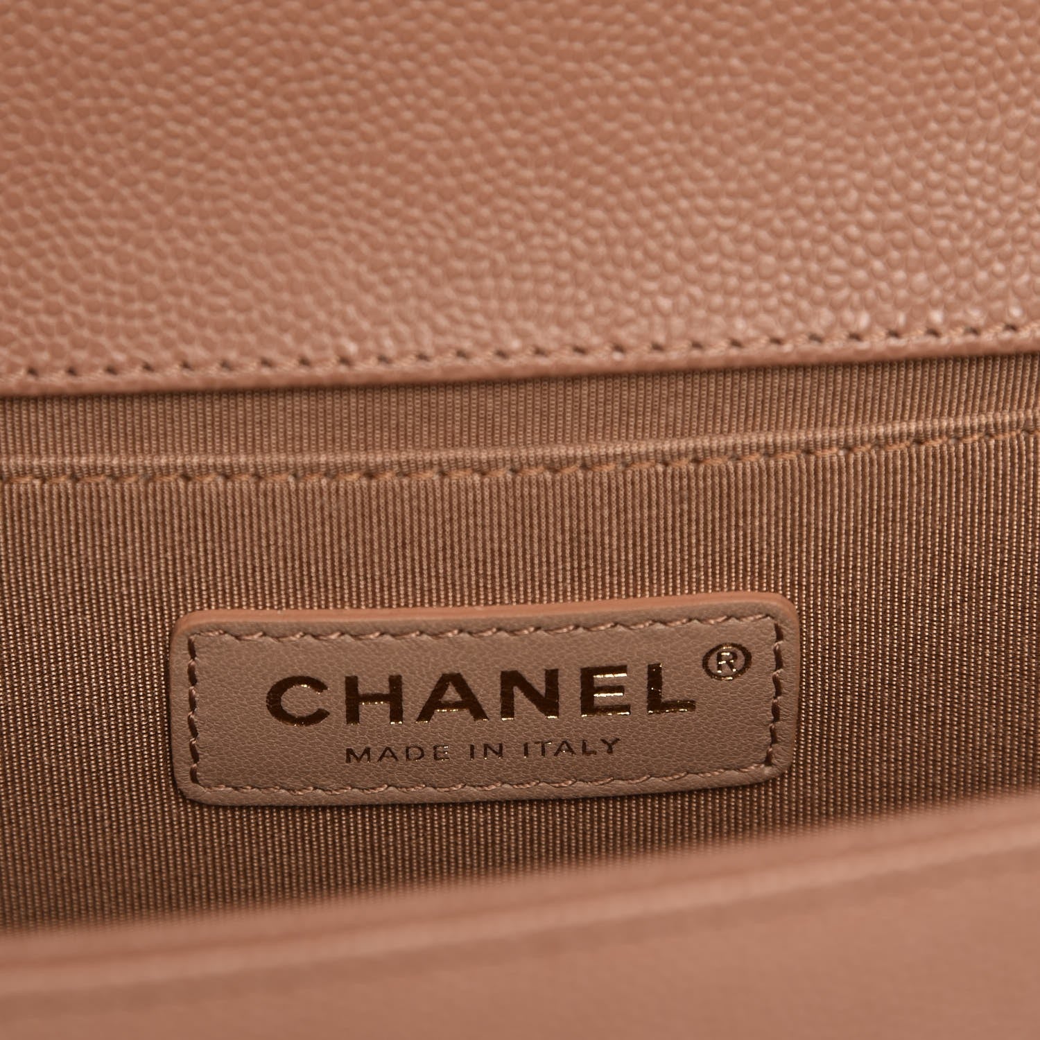 Chanel Caviar Chevron Quilted Medium Boy Flap Dark Beige 6 of 8