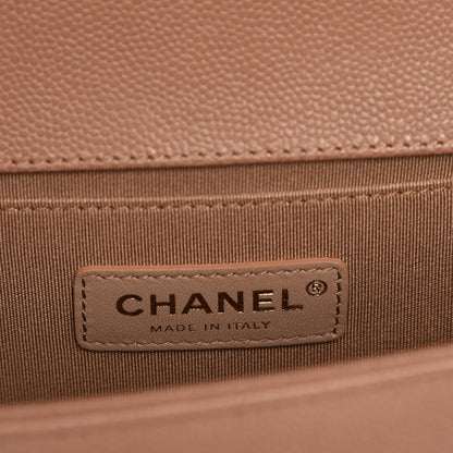 Chanel Caviar Chevron Quilted Medium Boy Flap Dark Beige 6 of 8