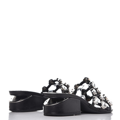 Alexander Wang Calfskin Crystal Embellished Amelia Cut Out Sandals 35 Black 4 of 11