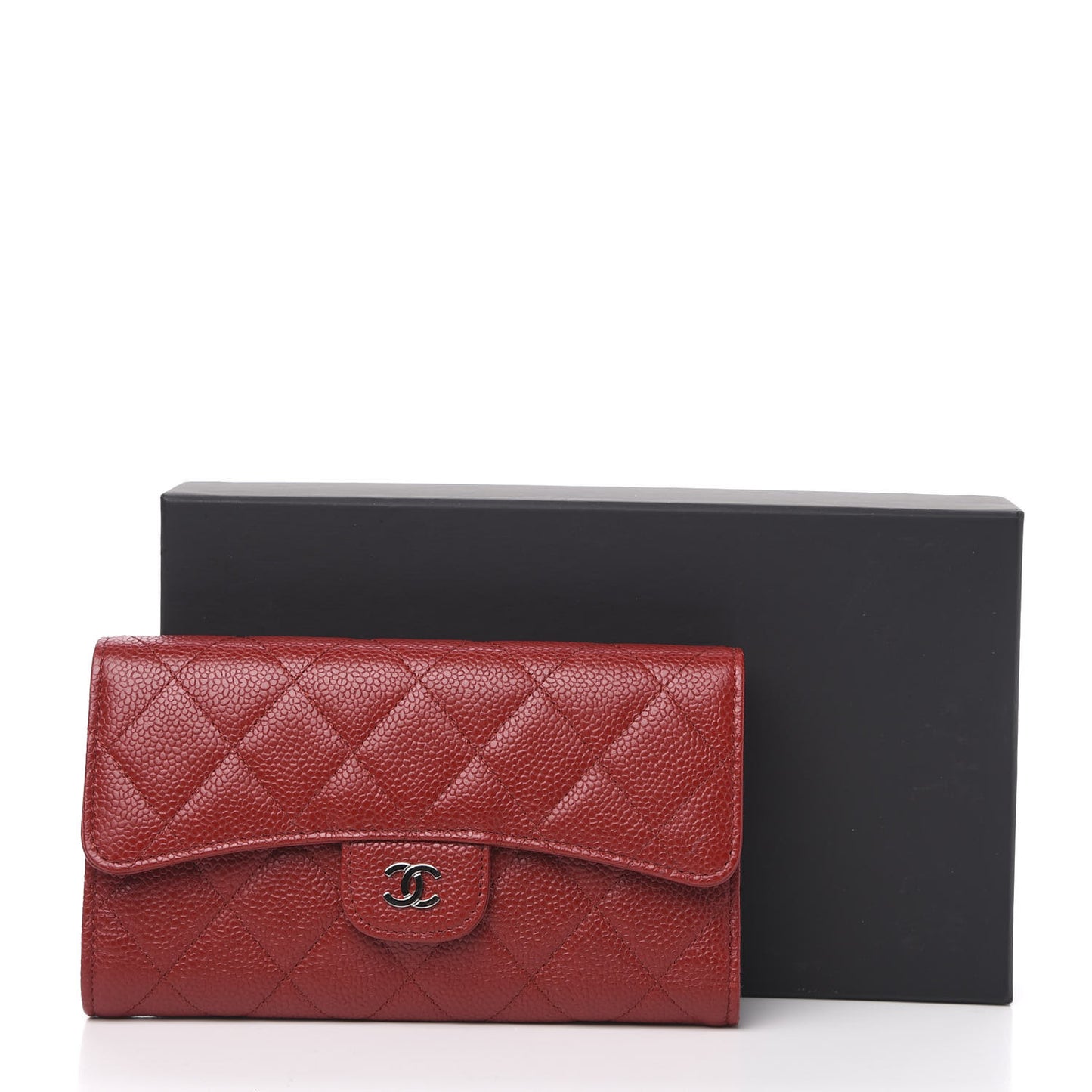 Caviar Quilted Large Flap Wallet Red