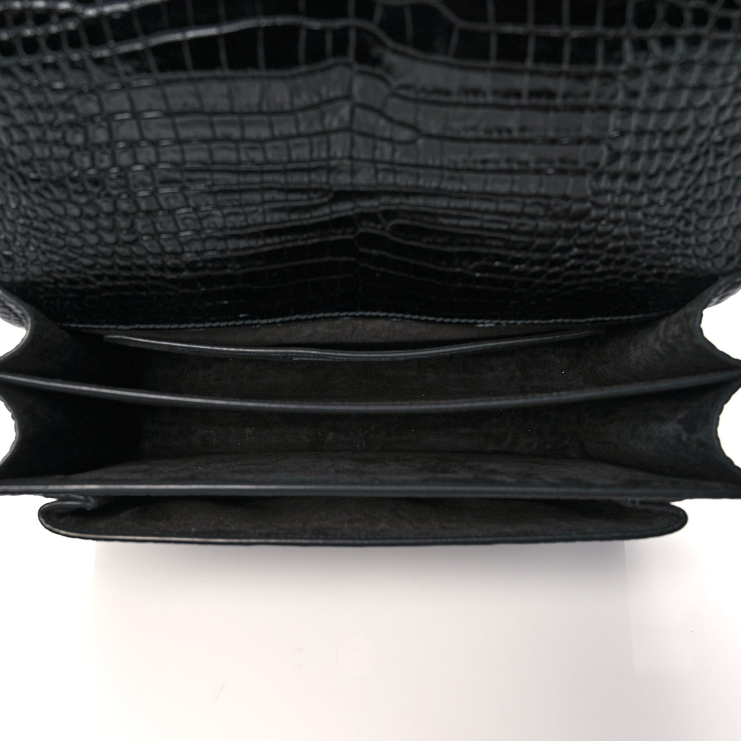 Calfskin Crocodile Embossed Large Monogram Sunset Black