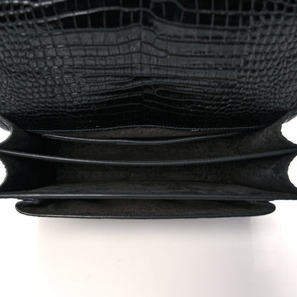 Saint Laurent Calfskin Crocodile Embossed Large Monogram Sunset Black 5 of 10
