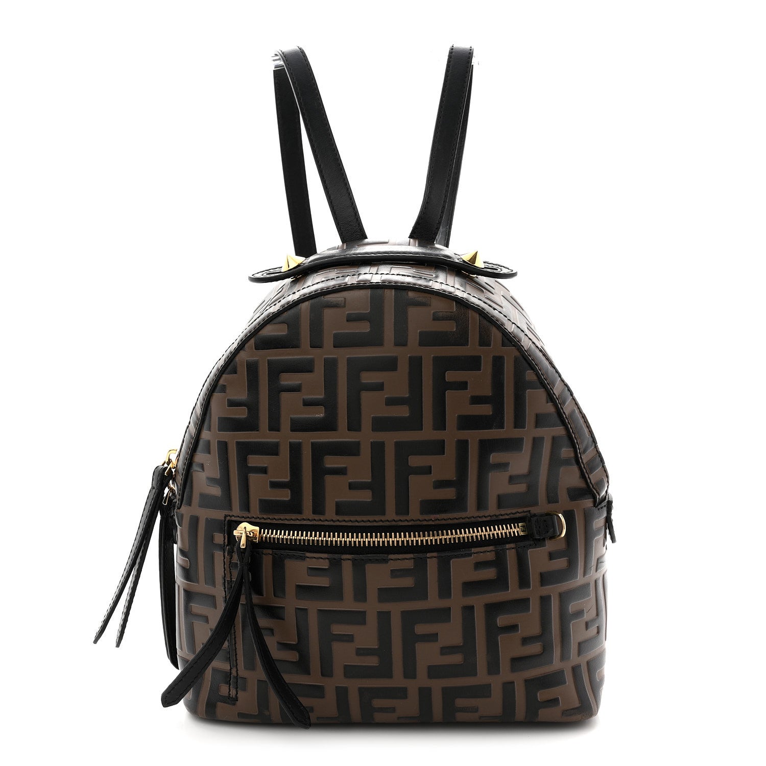 Fendi Vitello Bi-Color FF 1974 Embossed Mini Backpack Maya Black 1 of 13