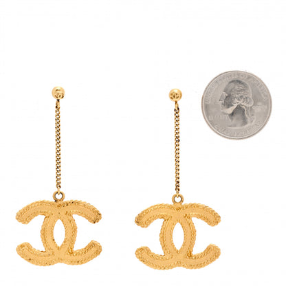 Chanel CC Drop Earrings Matte Gold 2 of 4