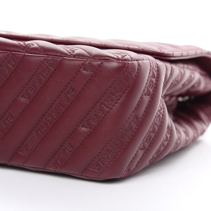 Balenciaga Calfskin Logo Matelasse Large BB Flap Chain Shoulder Bag Burgundy 12 of 12