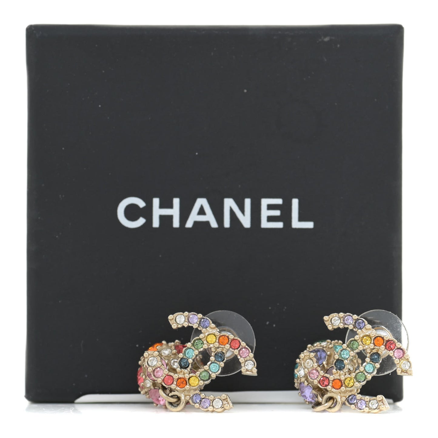 Crystal Over The Rainbow CC Drop Earrings Gold Multicolor