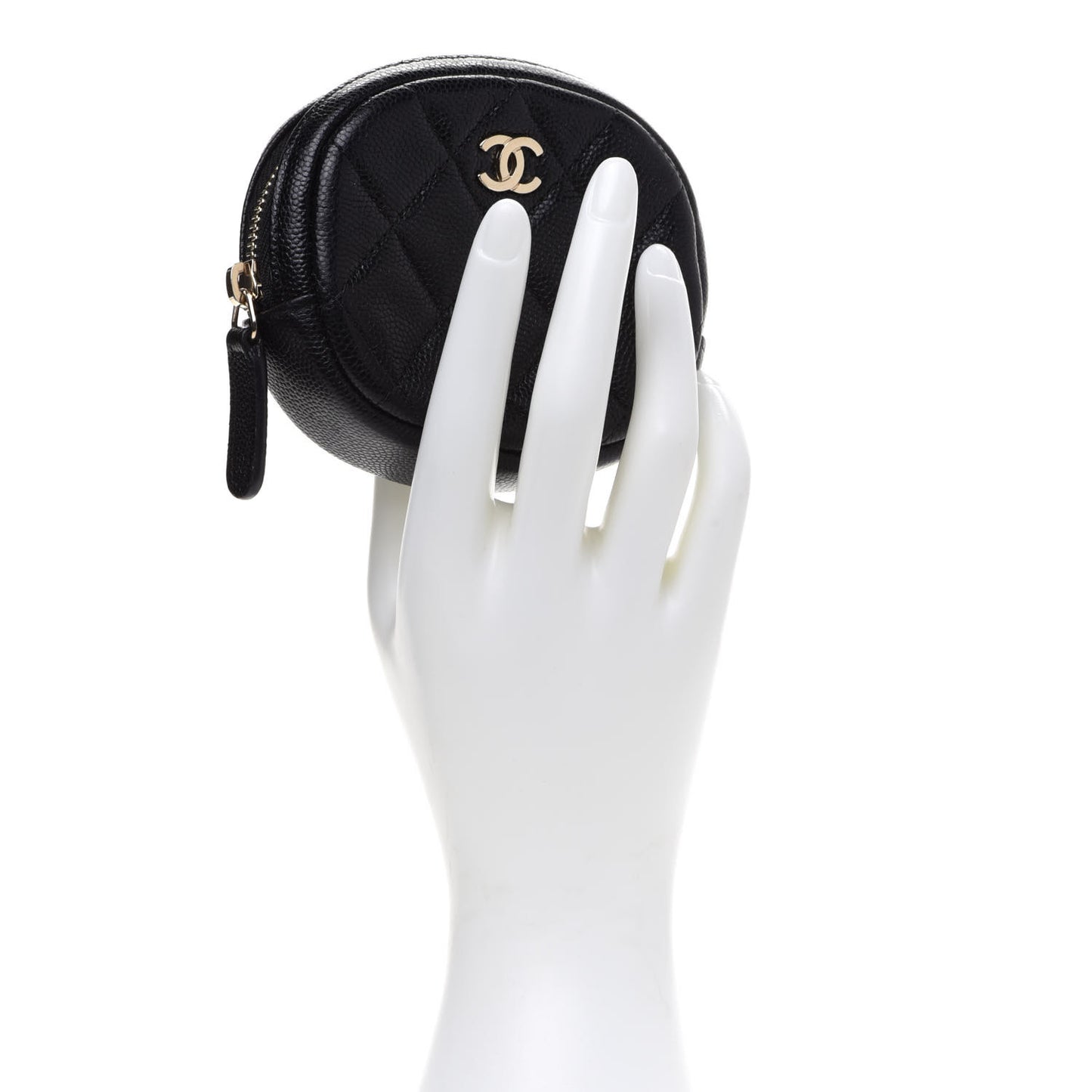 Caviar Quilted Zip Around Classic Coin Purse Black