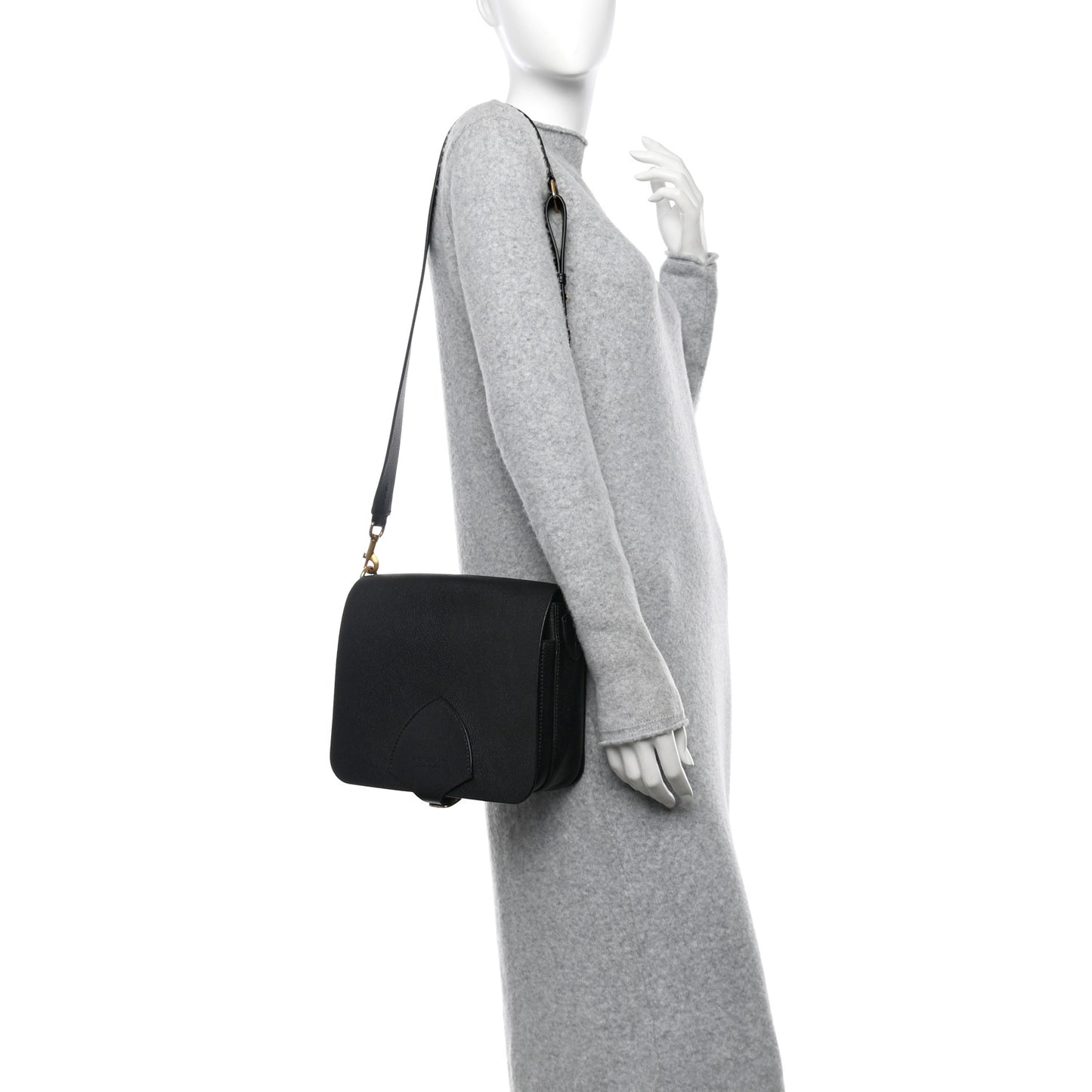 Calfskin Square Satchel Black