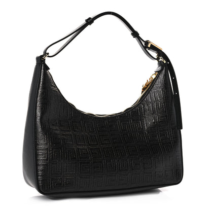 Givenchy Coated Canvas Logo 4G Embossed Small Moon Cut Out Shoulder Bag Black 3 of 10