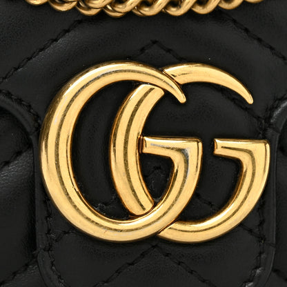 Gucci Calfskin Matelasse Super Mini GG Marmont Shoulder Bag Black 11 of 12