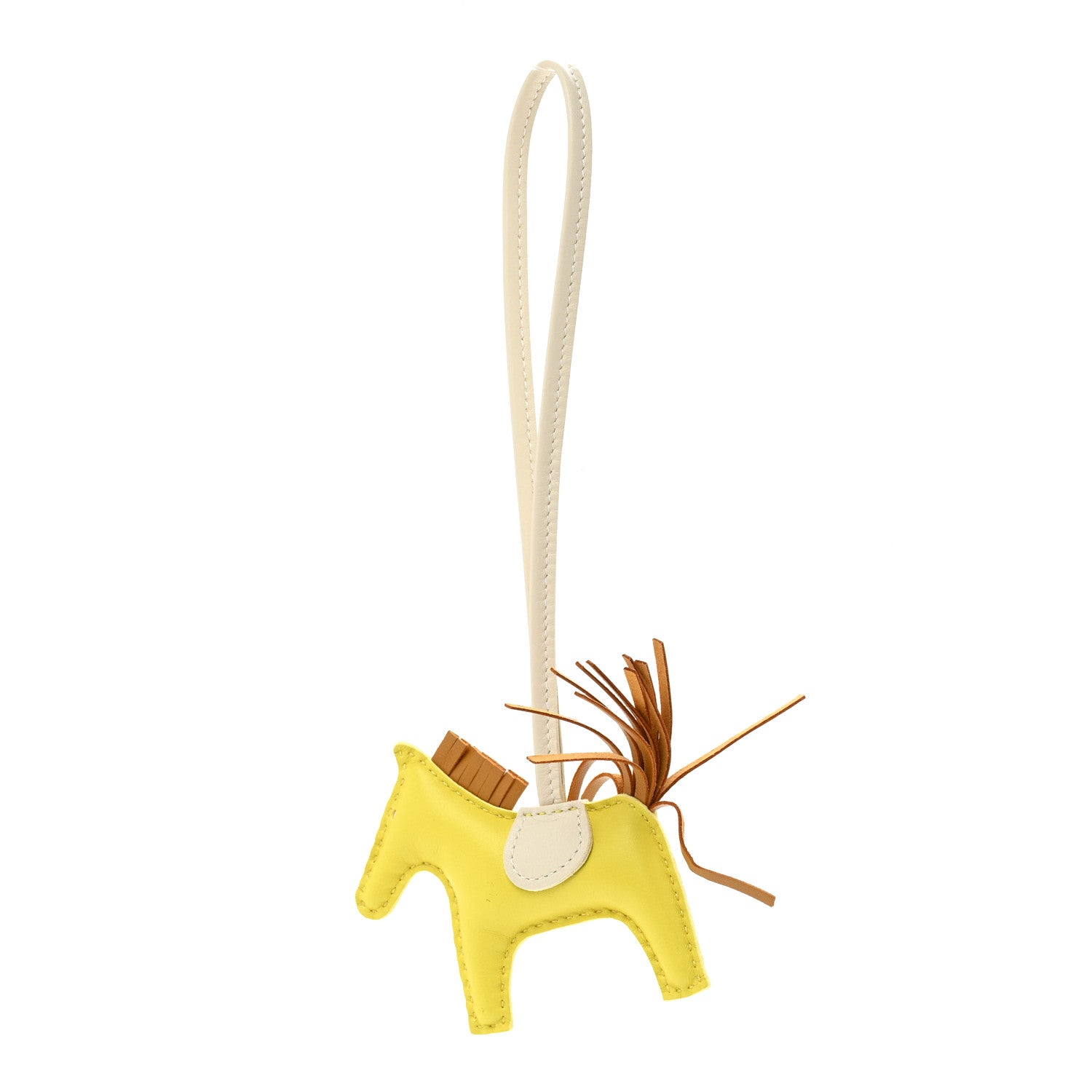 Hermes Milo Lambskin Grigri Rodeo Horse Bag Charm PM Lime Sesame Craie 1 of 5
