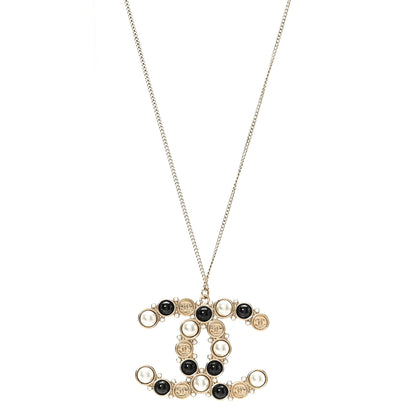 Chanel Crystal Pearl CC Chain Necklace Gold Black 1 of 4