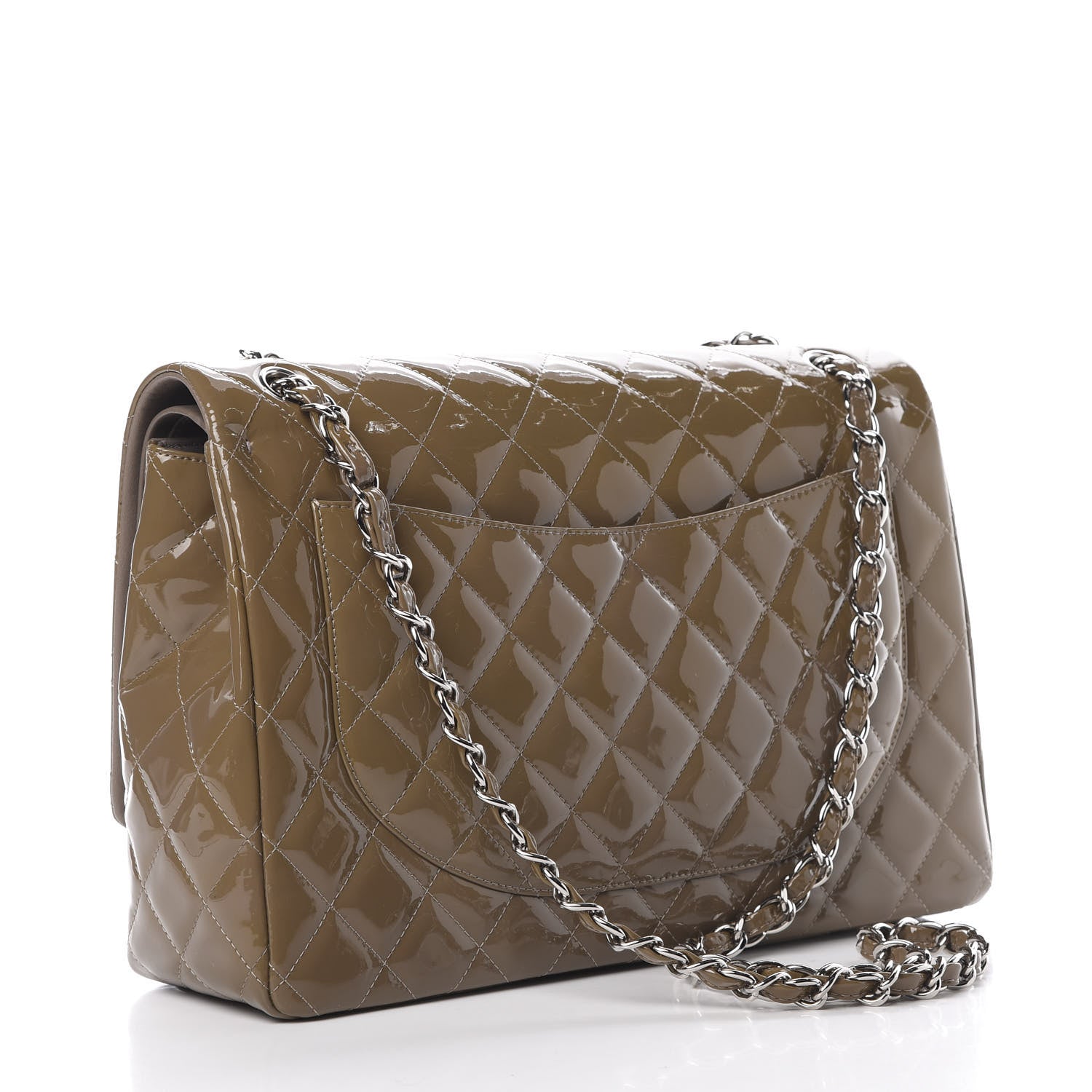 Chanel Patent Calfskin Quilted Maxi Double Flap Grey 3 of 10