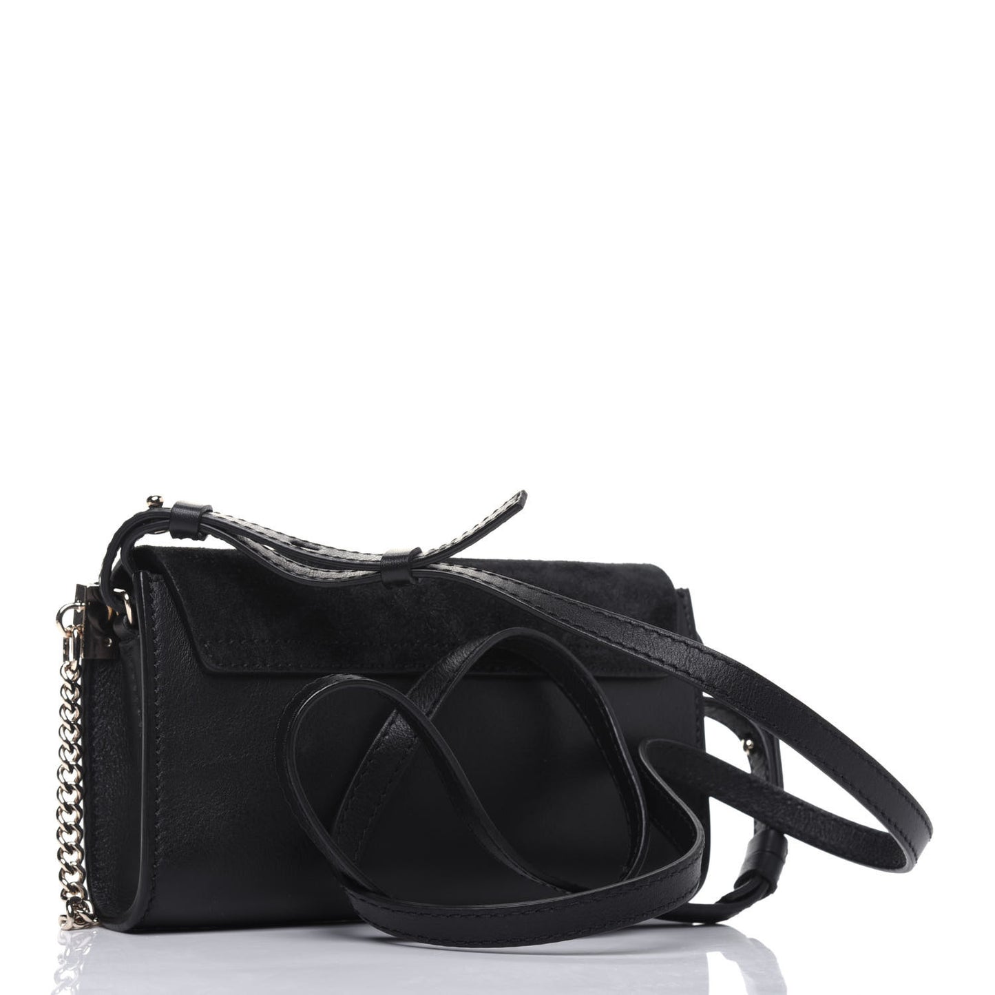 Suede Calfskin Mini Faye Shoulder Bag Black