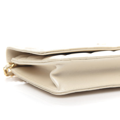 Chanel Pearly Lambskin Quilted Wallet On Chain WOC Light Beige 9 of 11
