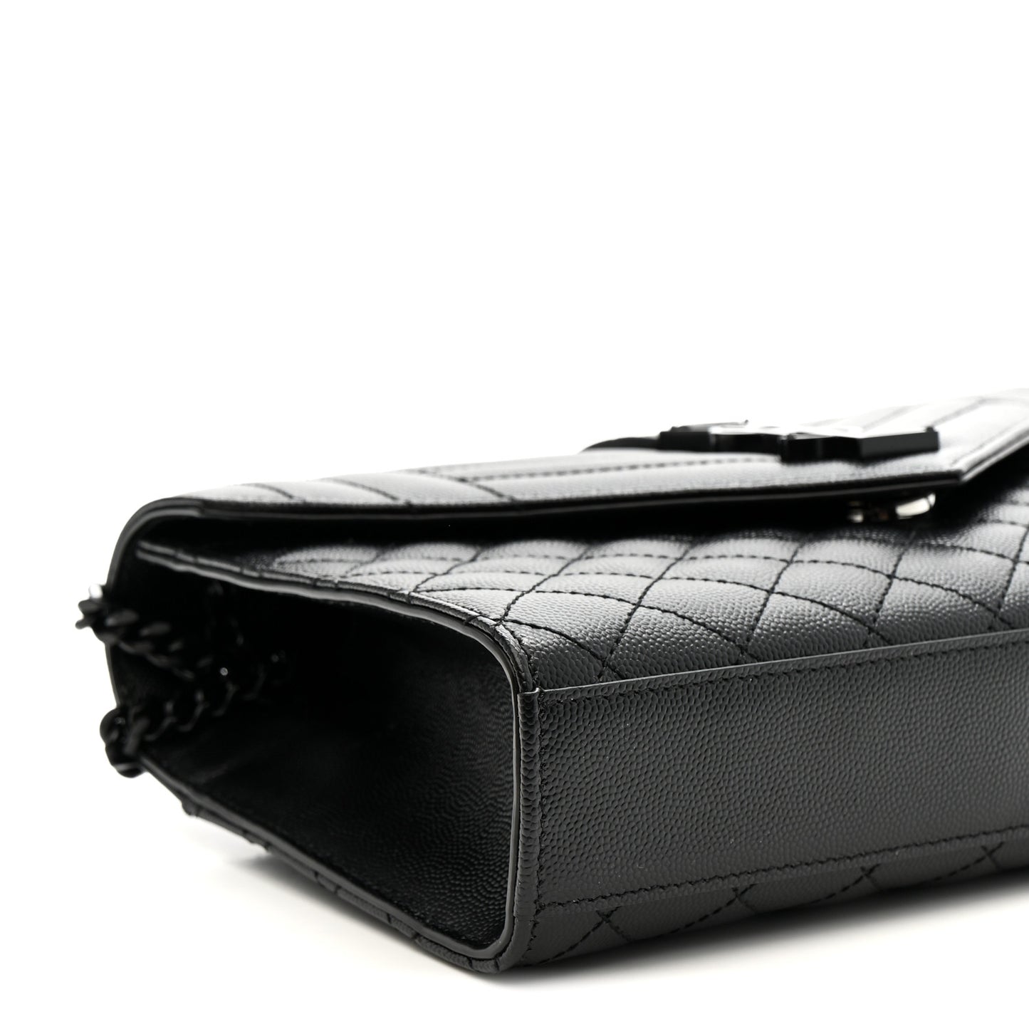 Grain De Poudre Textured Mixed Matelasse Triquilt Medium Monogram Monochrome Satchel Black