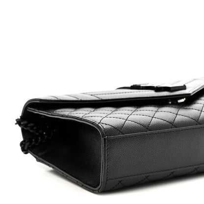 Saint Laurent Grain De Poudre Textured Mixed Matelasse Triquilt Medium Monogram Monochrome Satchel Black 16 of 19