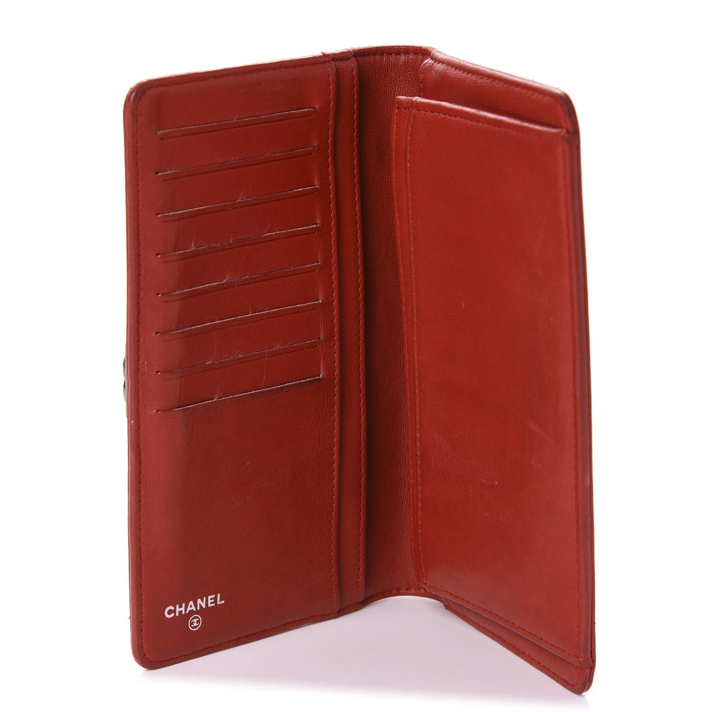 Lambskin Quilted Boy Yen Wallet Red