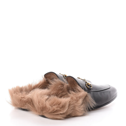 Gucci Calfskin Fur Womens Princetown Slippers 38.5 Black 4 of 8