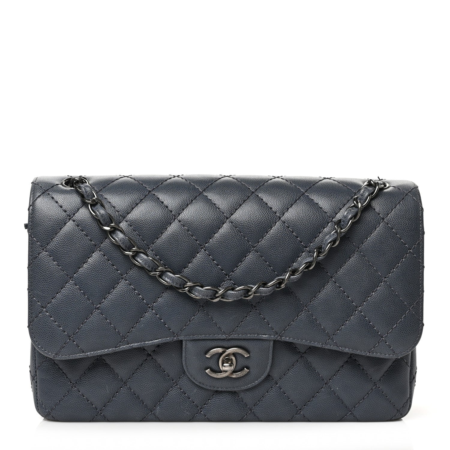 Chanel Caviar Quilted Jumbo Double Flap Grey 1 of 8