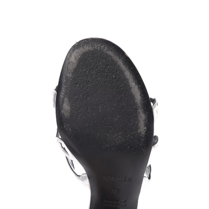 Hermes Metallic Calfskin Tandem Sandals 38 Gris Argente 8 of 15
