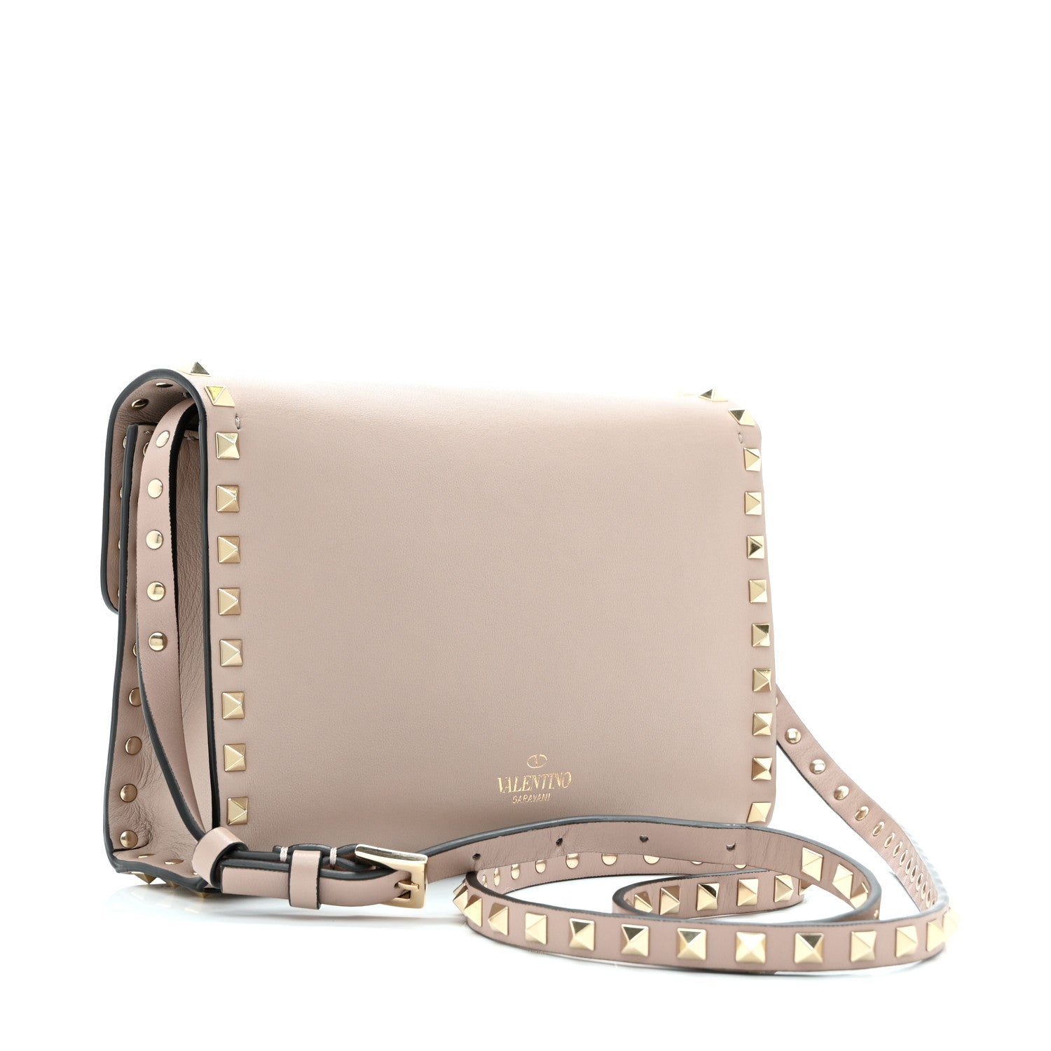 Valentino Garavani Vitello Medium Rockstud Flip Lock Crossbody Bag Poudre 3 of 10