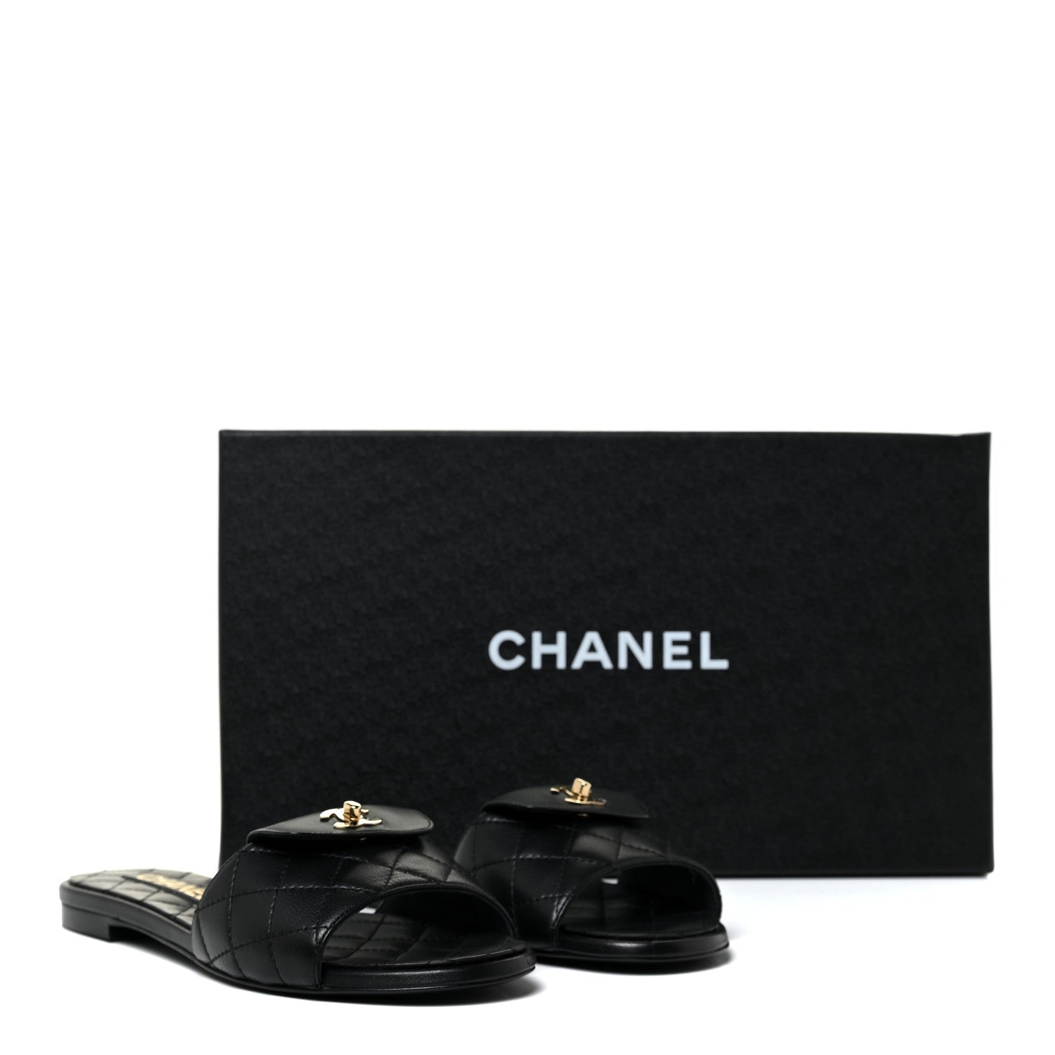 Chanel Lambskin Quilted CC Turnlock Sandals 36.5 Black 15 of 15