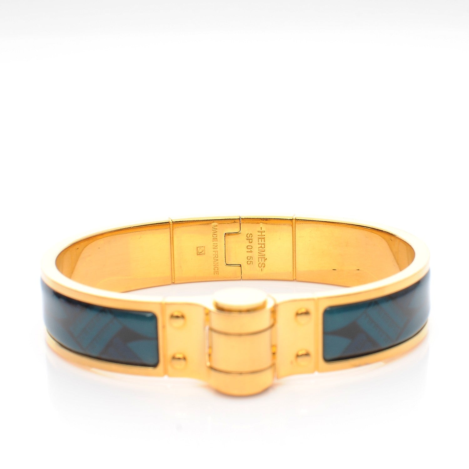 Hermes Enamel Printed Narrow Hinged Bracelet S 4 of 8