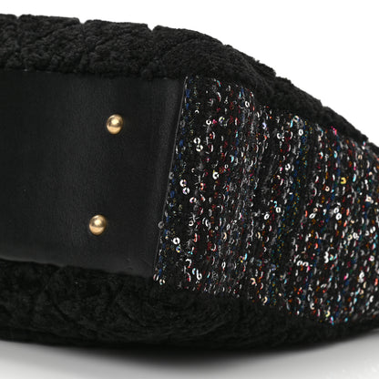 Chanel Shearling Sequin Tweed Shopper Tote Black 10 of 10