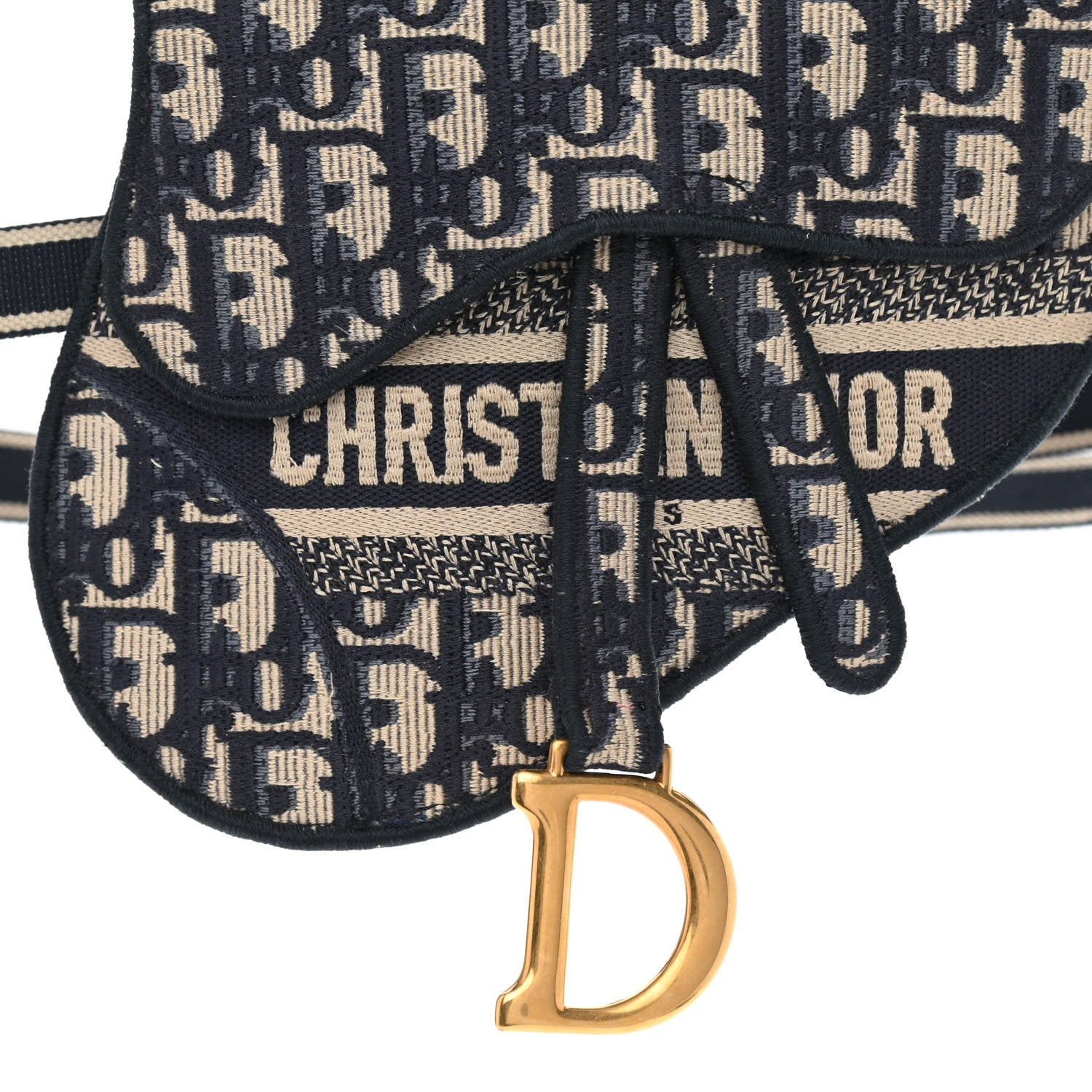 Christian Dior Oblique Embroidered Saddle Belt Pouch Blue 7 of 12