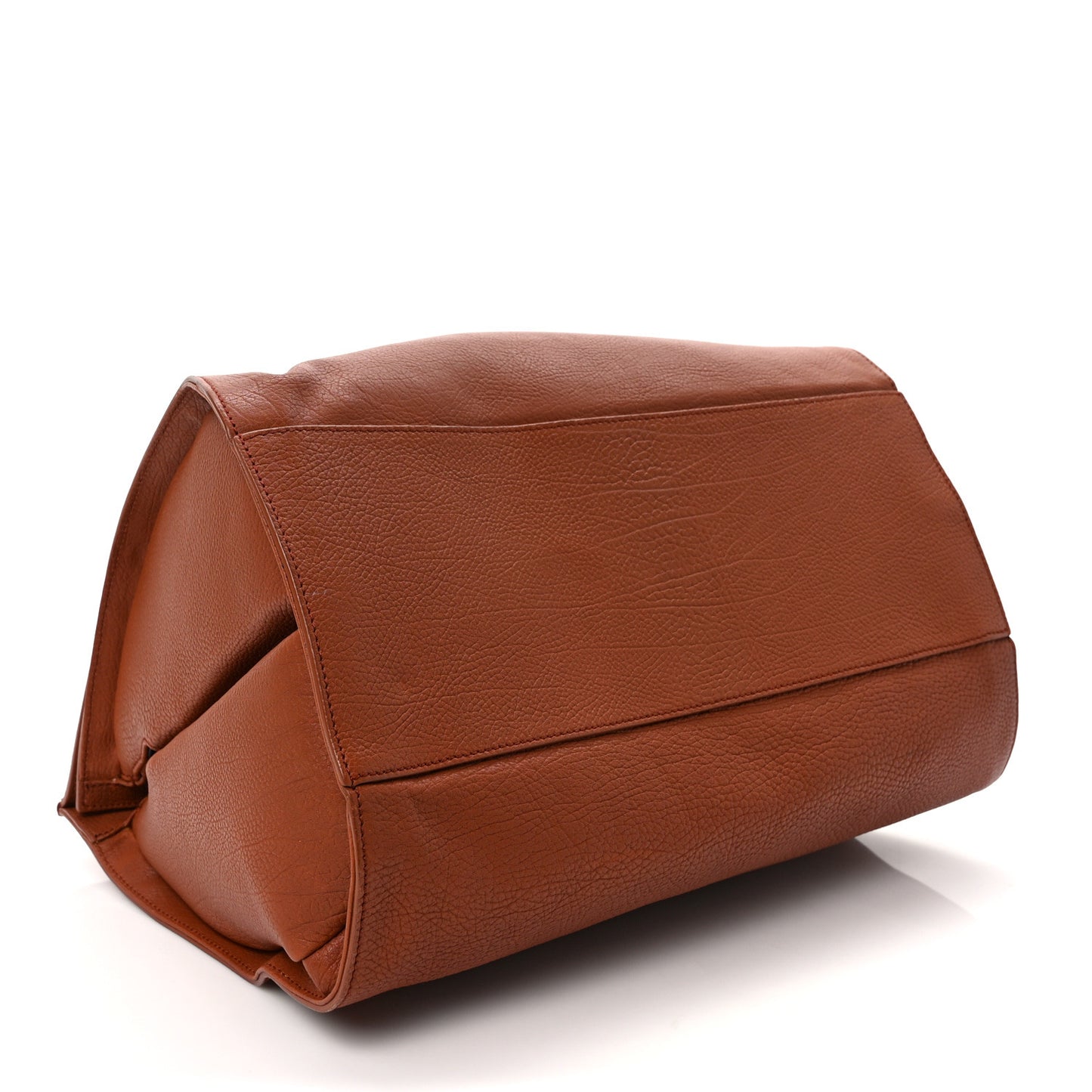 Grained Calfskin M Tube Round Tote Brown
