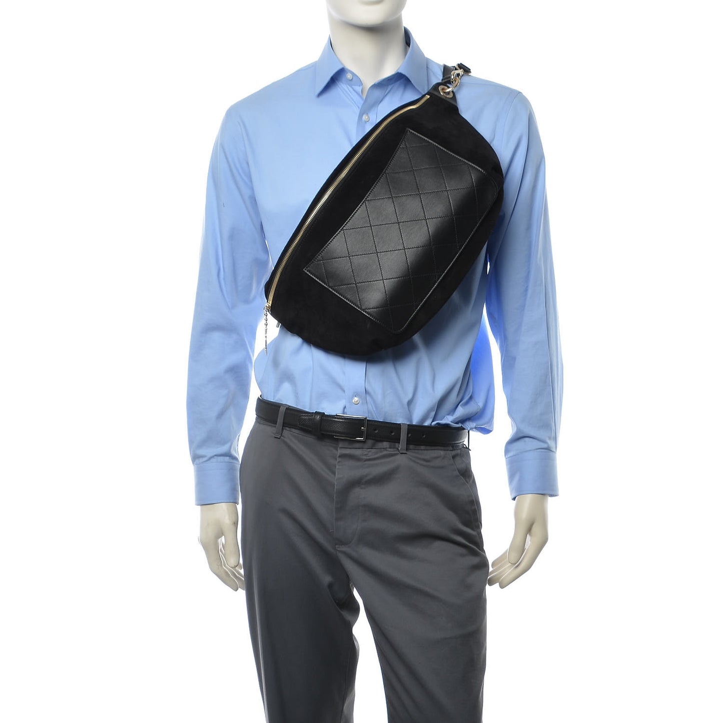 x Pharrell Williams Suede Calfskin Oversized Waist Belt Bag Black