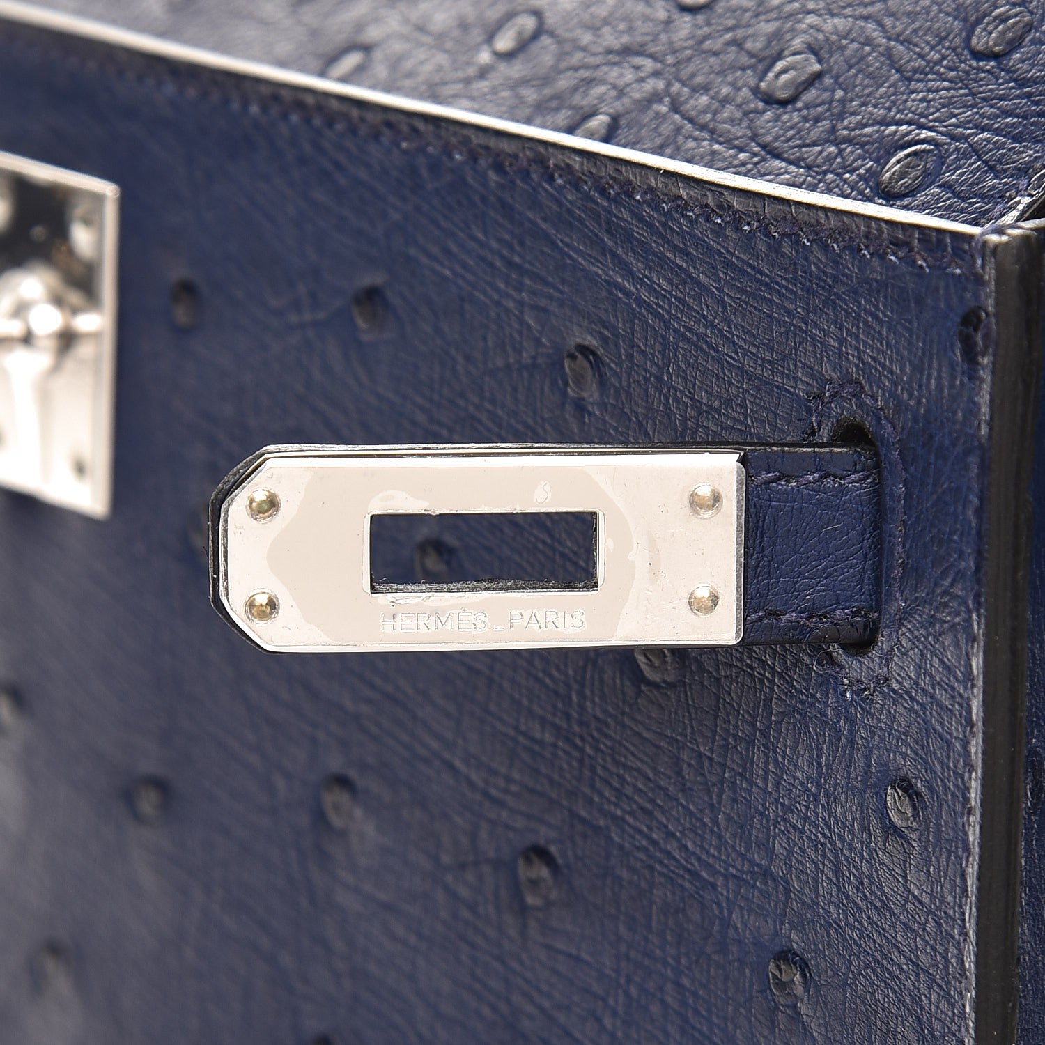 Hermes Ostrich Kelly Pochette Bleu Saphir 10 of 27