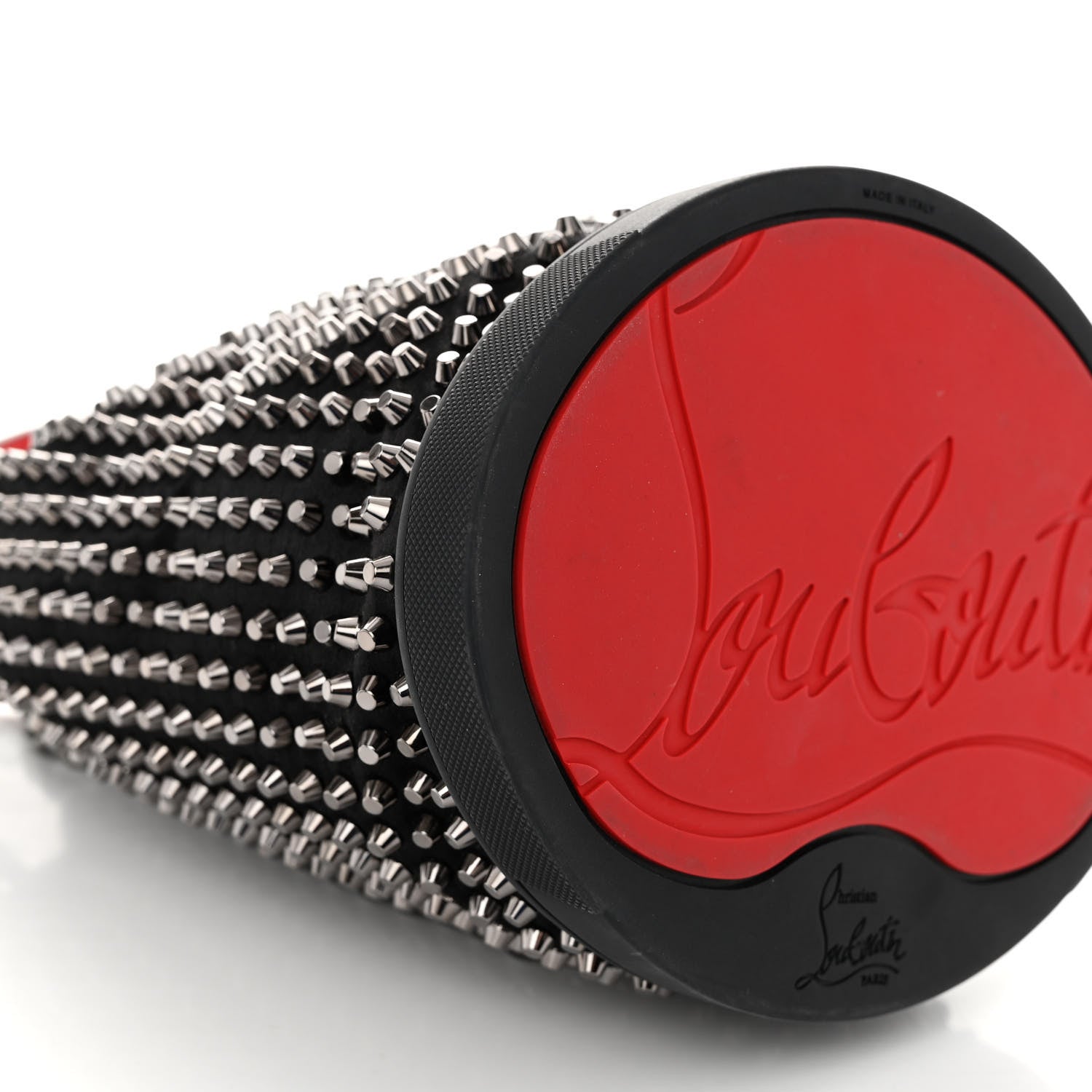 Christian Louboutin Silk Satin Calfskin Marie Jane Loubirun Studded Bucket Black 7 of 8