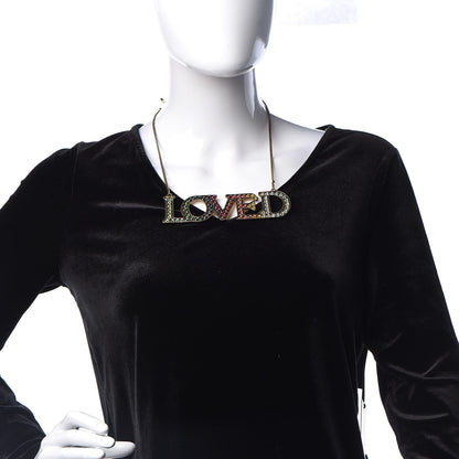 Gucci Metal Crystal Loved Short Necklace Aged Gold 2 of 7
