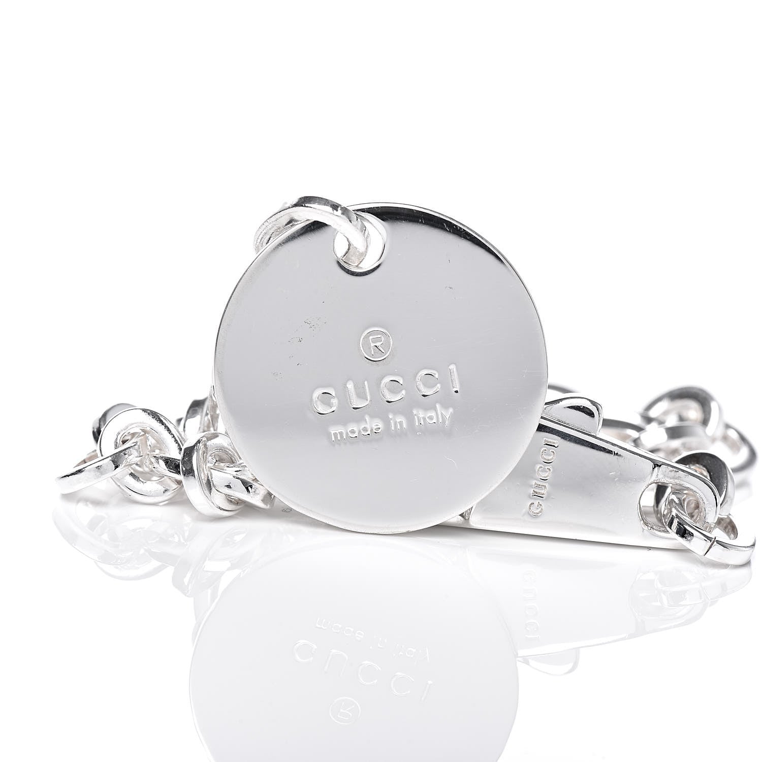 Gucci Sterling Silver Link Round Charm Bracelet 6 of 6