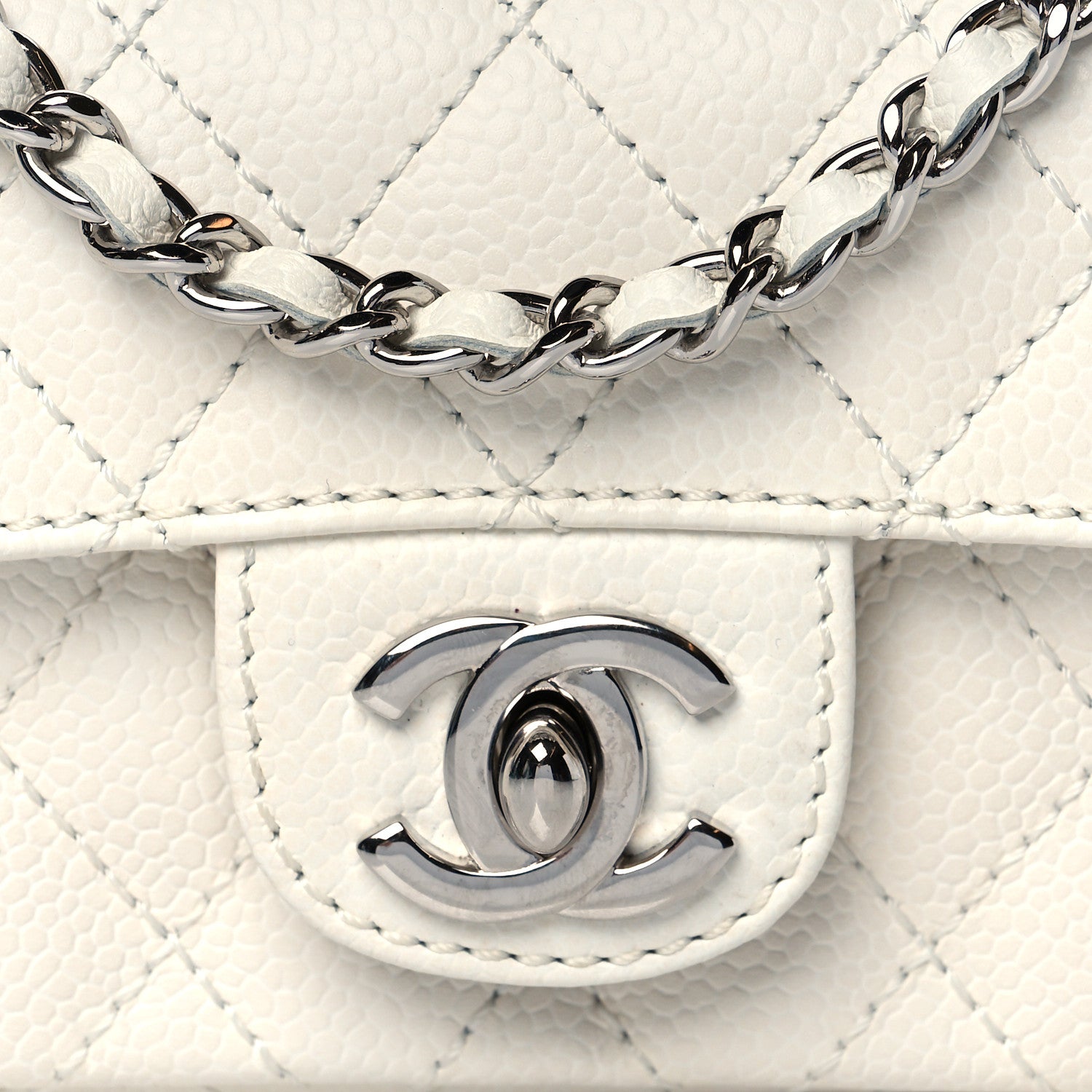 Chanel Caviar Quilted Extra Mini Flap White 8 of 10