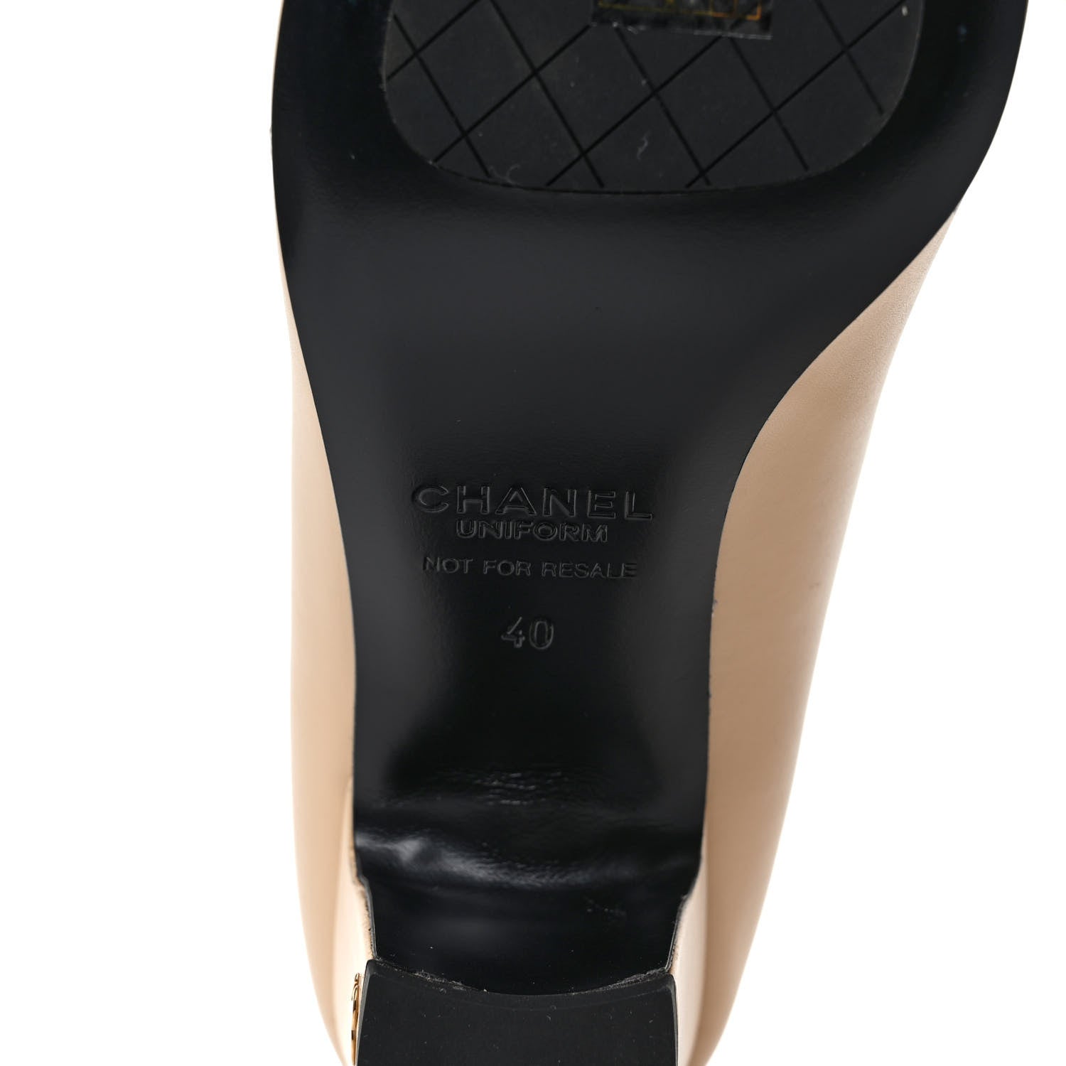 Chanel Lambskin Cap Toe CC Pumps 40 Beige Black 6 of 8