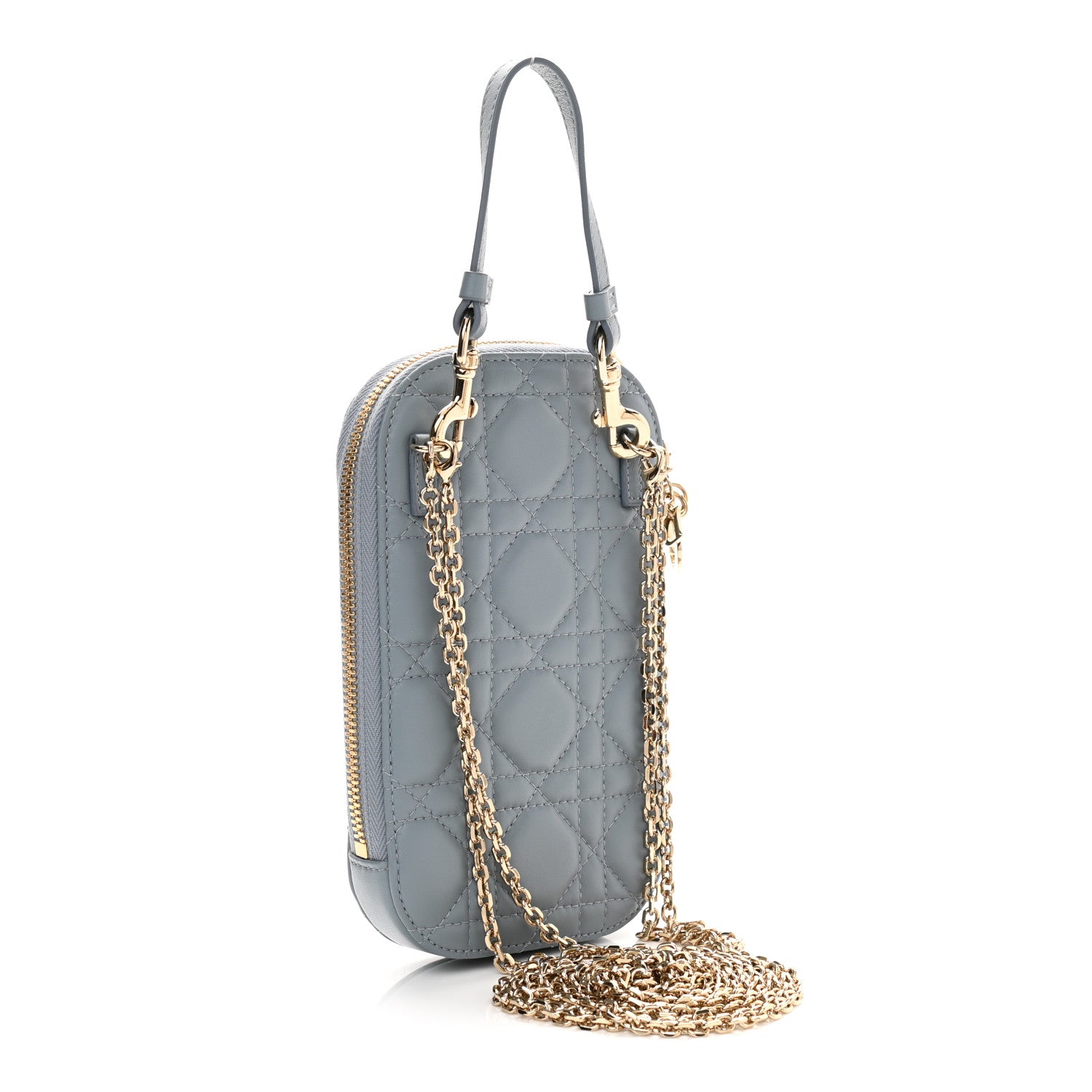 Christian Dior Lambskin Cannage Lady Dior Phone Holder Cloud Blue 3 of 11