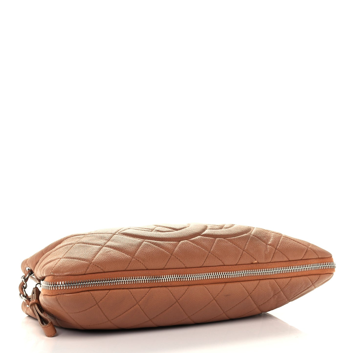 Caviar Quilted Expandable Zip Shoulder Bag Brown
