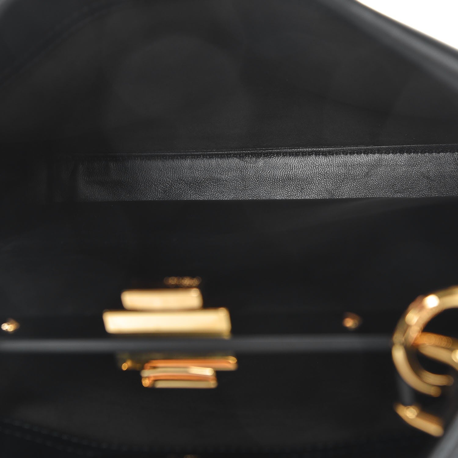 Fendi Vitello Seta Shiny Nappa Medium Peekaboo Iconic Satchel Black 5 of 8