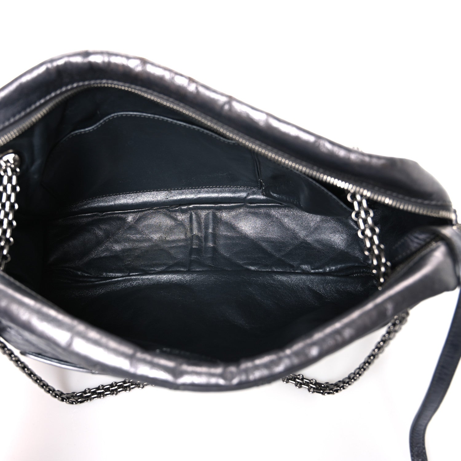 Chanel Metallic Aged Calfskin Quilted Large Reissue Camera Case Silver 5 of 10
