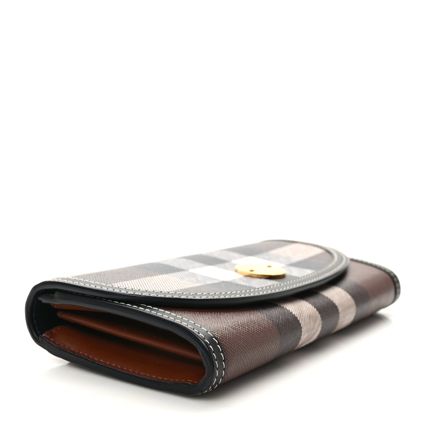 E-Canvas Check Continental Wallet Dark Birch Brown