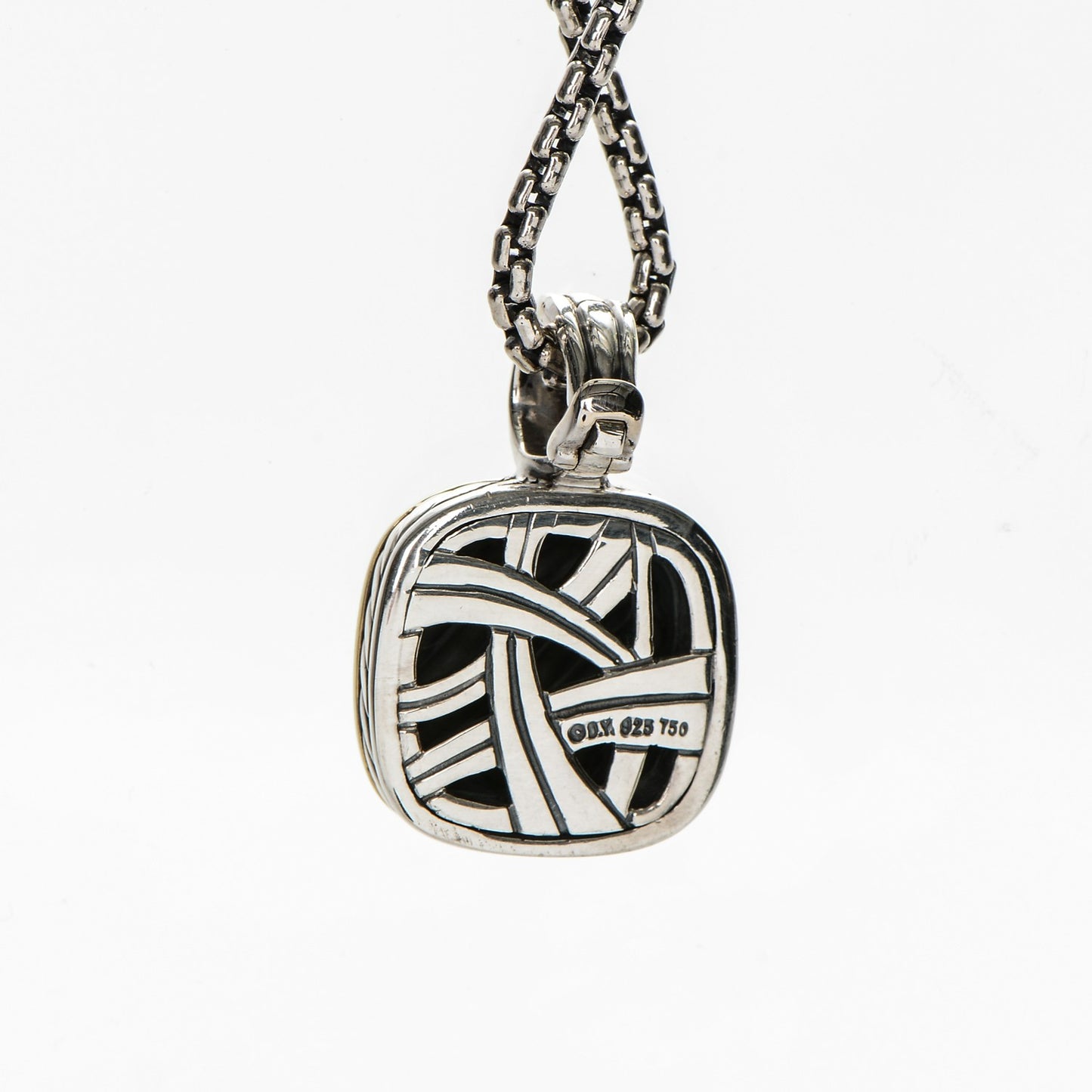 Sterling Silver 18K Yellow Gold 21mm Carved Cable Albion Pendant Necklace