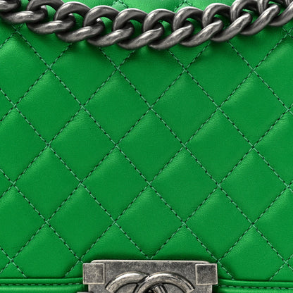Chanel Metallic Calfskin Quilted Medium Boy Flap Green 8 of 10