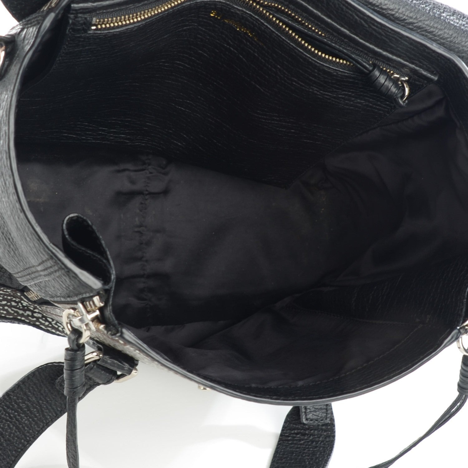 3.1 Phillip Lim 3.1 Calfskin Embossed Medium Pashli Satchel Black White 5 of 7